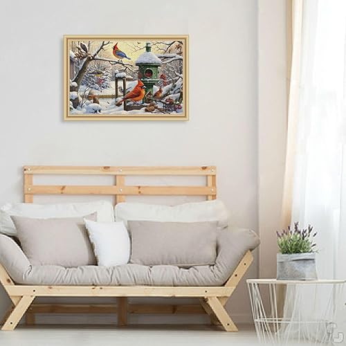 Miniatura 6 de Rompecabezas de nieve de invierno cardenal de 500 piezas para adultos, rompecabezas educativos de aprendizaje, juguetes familiares difíciles y