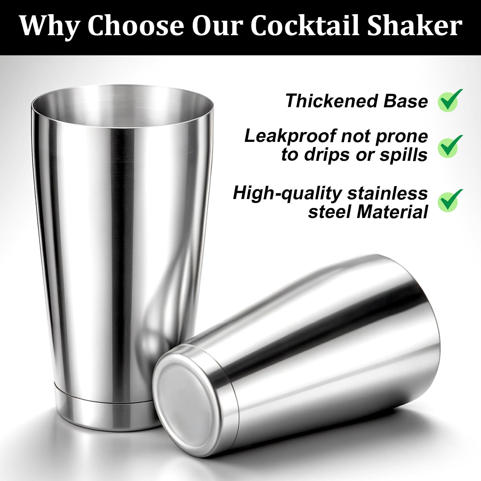 Giantree Set di 6 shaker per cocktail, professionale Boston Bar, in acciaio inox, set per baristi, strumenti essenziali da bar, shaker per baristi, 590 ml, 24 0 z