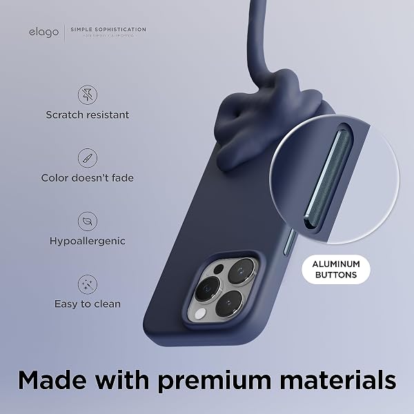 elago Coque Magnétique en Silicone Compatible avec iPhone 15 Pro, Compatible avec Tous Les Accessoires MagSafe, Aimants Intégrés, Étui de Protection Complète [Structure 5 Couches] (Bleu) - 5
