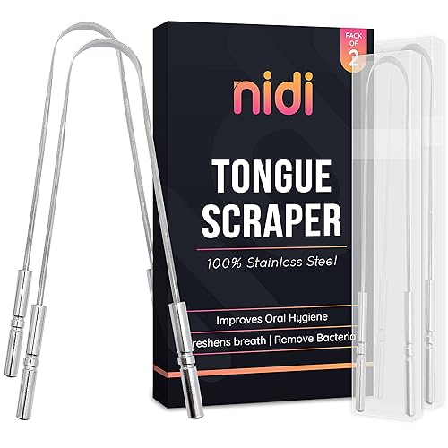 Miniatura 1 de Nidi Raspador de lengua  Limpiador de lengua de acero inoxidable premium para tu lengua  Herramienta de lengua de cuidado bucal para mal aliento