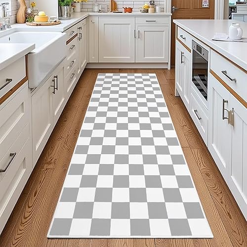 Terrug Grey and White Checkered Runner 2x6