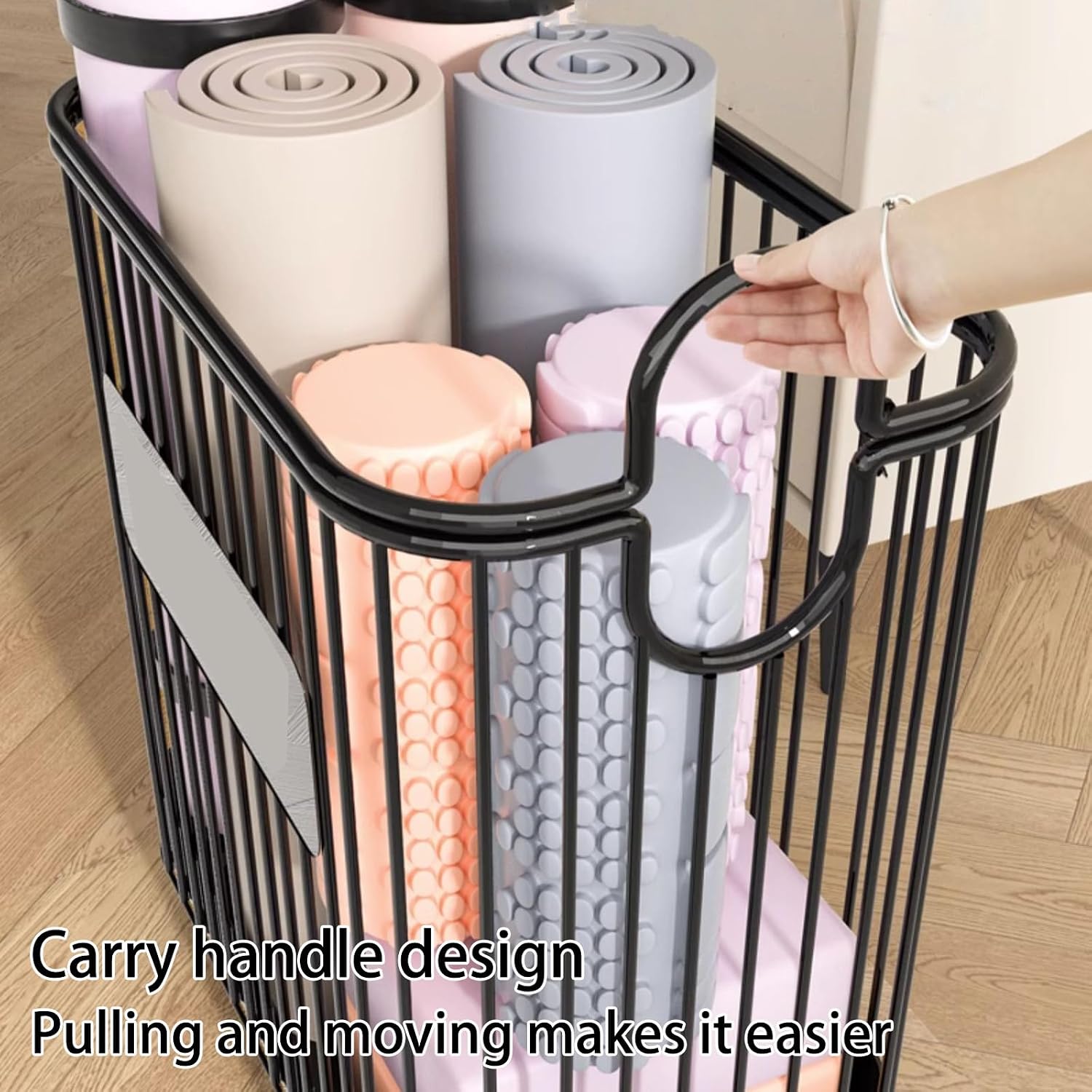 Portable Yoga Mat Holder Stand with Wheels - Easy Install Floor Mat Storage Rack & Organizer for Home Gym Equipment - Space-Saving Solution for Fitness Enthusiasts image 4