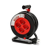 Velamp Prolunga Elettrica con Avvolgicavo 15mt – 4 Prese Polivalenti (Schuko + 10, 16A) – Spina Grande 16A – Interruttore di Protezione – Cavo elettrico multipolare 3G Sezione 1,5 mm²