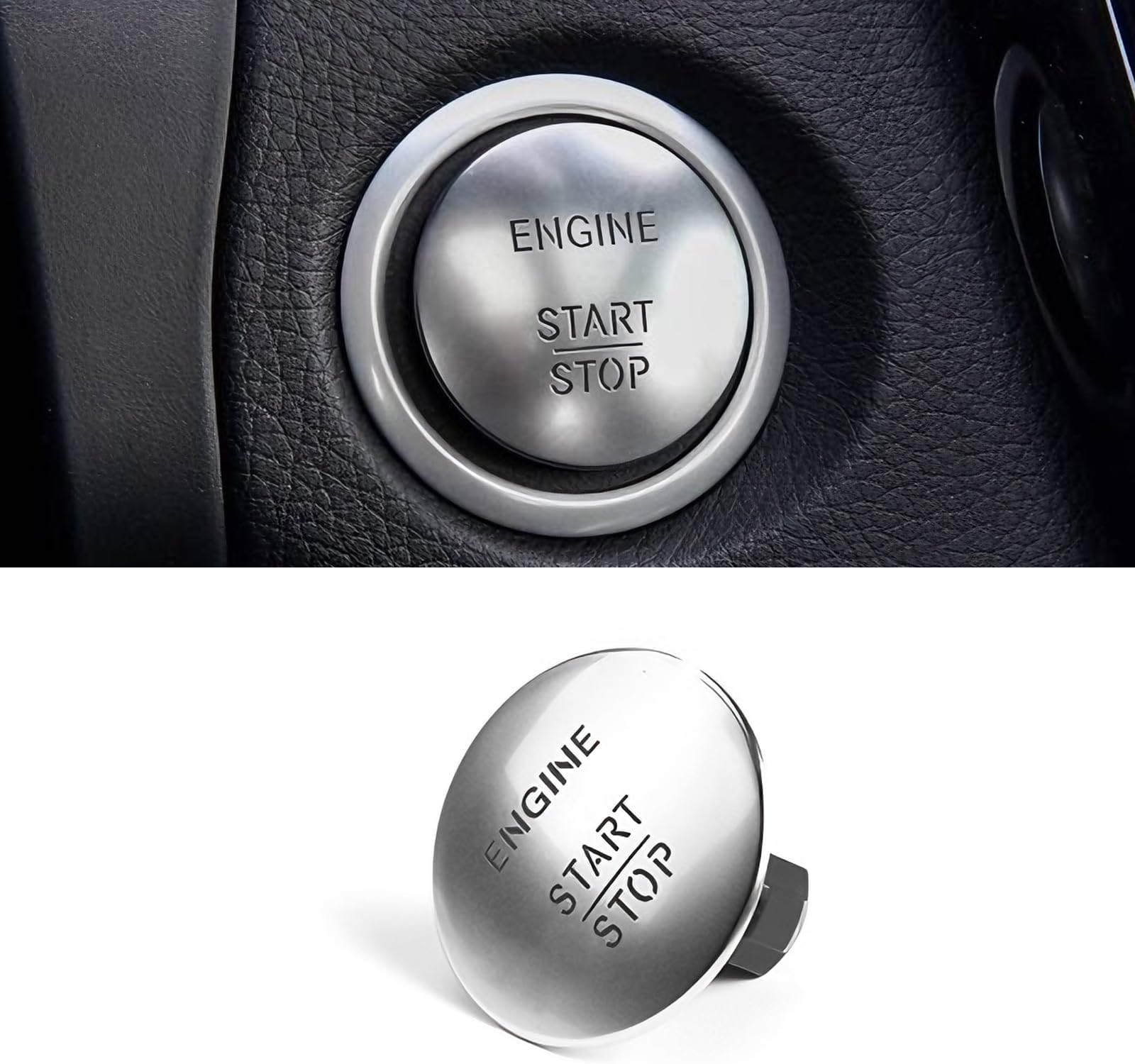Engine Start Stop Button Switch 2215450714 for Mercedes Benz 2006-2020 GLC GLE C GL GLA E CLA S SL SLC SLK CL CLS GLK GLS ML R Class 300 350 Series Accessories, Car Remote Start Button (Silver)