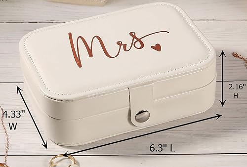 Miniatura 6 de FYSIA Mrs Travel Joyero de regalo, organizador de almacenamiento de abalorios de terciopelo de felpa, regalo de señorita a señora, regalo de boda