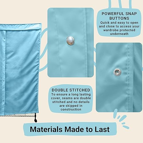 Miniatura 3 de Formosa Covers Funda portátil para estante rodante para ropa, protege tu ropa del polvo, mantiene tu habitación organizada en azul glaciar (solo la