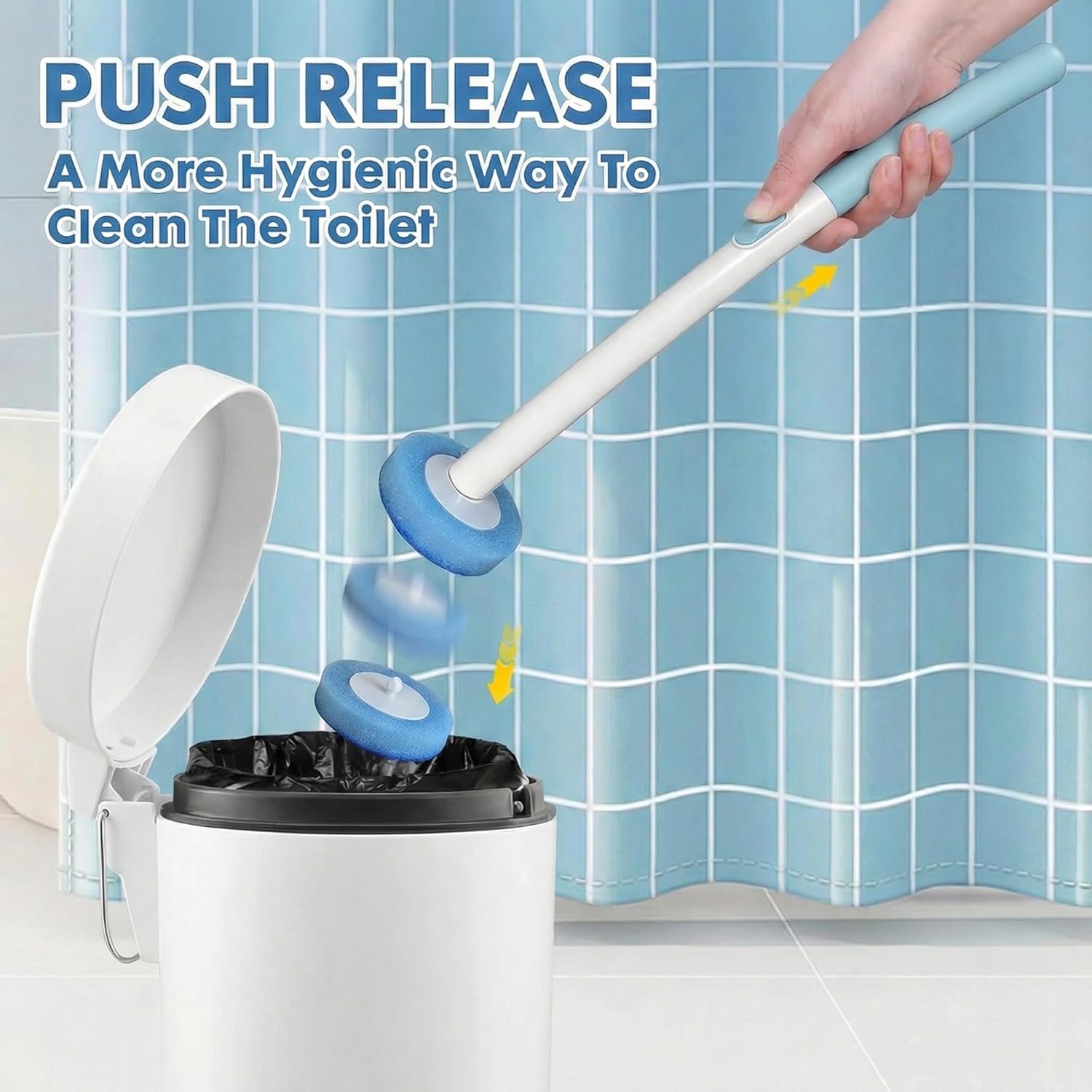 2-in-1 Toilet Cleaning Kit: Disposable Toilet Brush with 24 Refills & Pumice Stone Scrubber with 4 Stones, Wall Mounted Holder, No-Touch Cleaning for Toilets, Sink