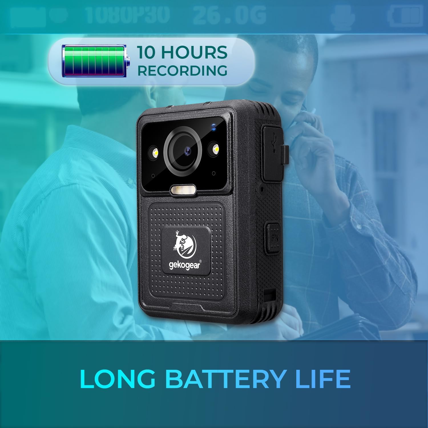 Aegis 400 4K Ultra HD Body Camera with 140 Degree Wide Angle Lens 128GB Built-in Memory 10 Hour Recording GPS WiFi Night Vision IP67 Waterproof 2 Inch LCD