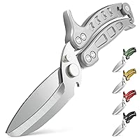 Vista 15 de Tijeras de hierbas con 5 cuchillas y tapa, cortador de hierbas de acero inoxidable para un corte rápido y preciso, diseño compacto y fácil