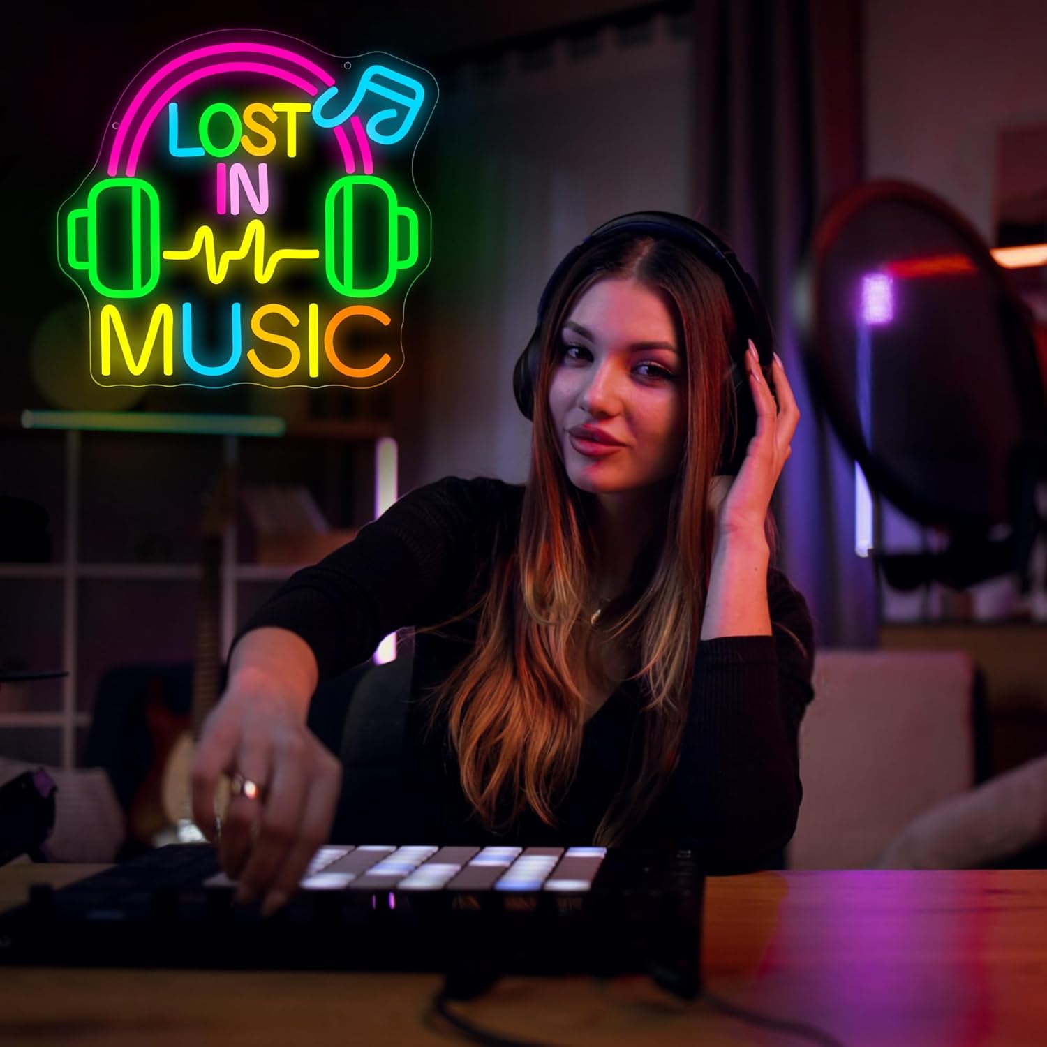 Music Neon Sign for Wall Decor Musical Note LED Neon Light for Bedroom Live Music LED Sign for Studio Classroom Party Bar Decor Rock And Roll Decorations Christmas Gifts Size 13.7 * 12.9 In(TWP303) - Image 5