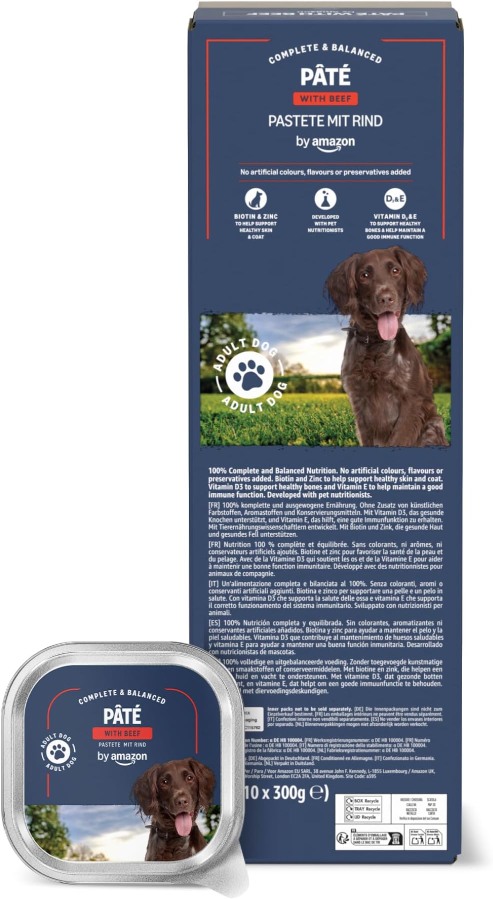 by Amazon Wet Dog Food, Patรฉ with Beef, 300g, Pack of 10