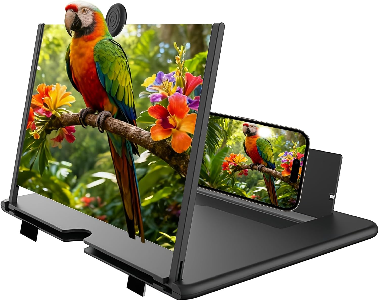 Upgraded Mobile Phone Screen Magnifier, 2026 New 3D HD Cell Phone Stand with Screen Amplifier, Foldable Magnifier Projector for Movies Videos Gaming (Black, 10 Inch)