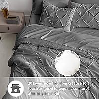 Vista 6 de Maple&Stone Juego de edredón California King de 7 piezas de cama plisada en una bolsa, juego de edredón gris oscuro con fundas de almohada y fundas