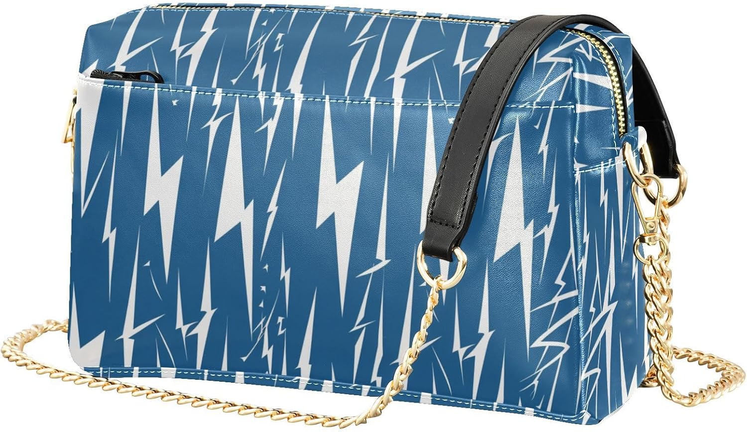 KLL Lightning Bolts Blue White Fashion Crossbody Bags For Women Vegan Leather Womens Cross Body Purse Waterproof Woman Handbag Shoulder Strap