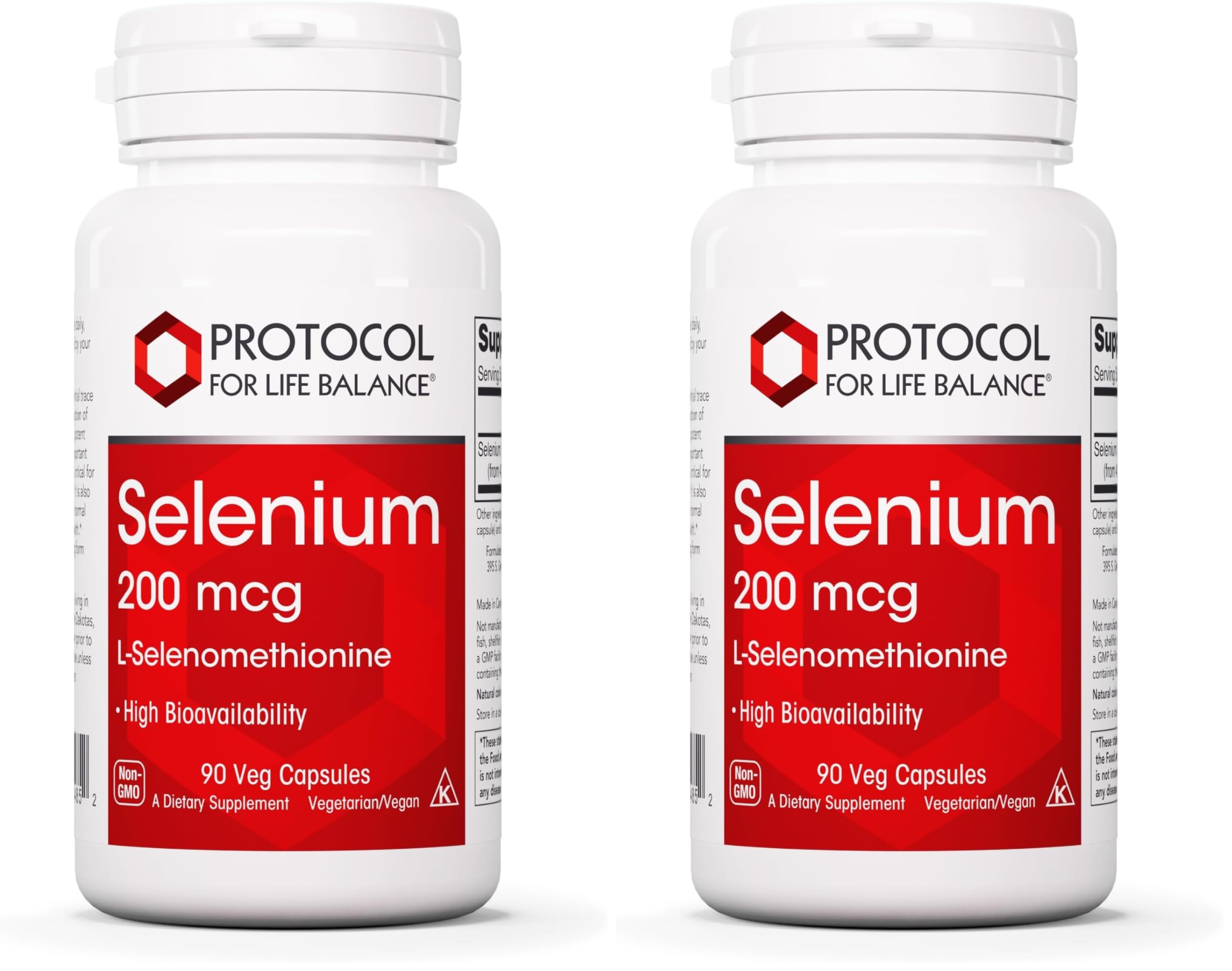 Protocol Selenium 200mcg - Immune Support, Thyroid & Prostate Health* - Selenium Supplements - Vegetarian, Kosher & Halal - 90 Veg Caps (Pack of 2) 90 Count (Pack of 2)