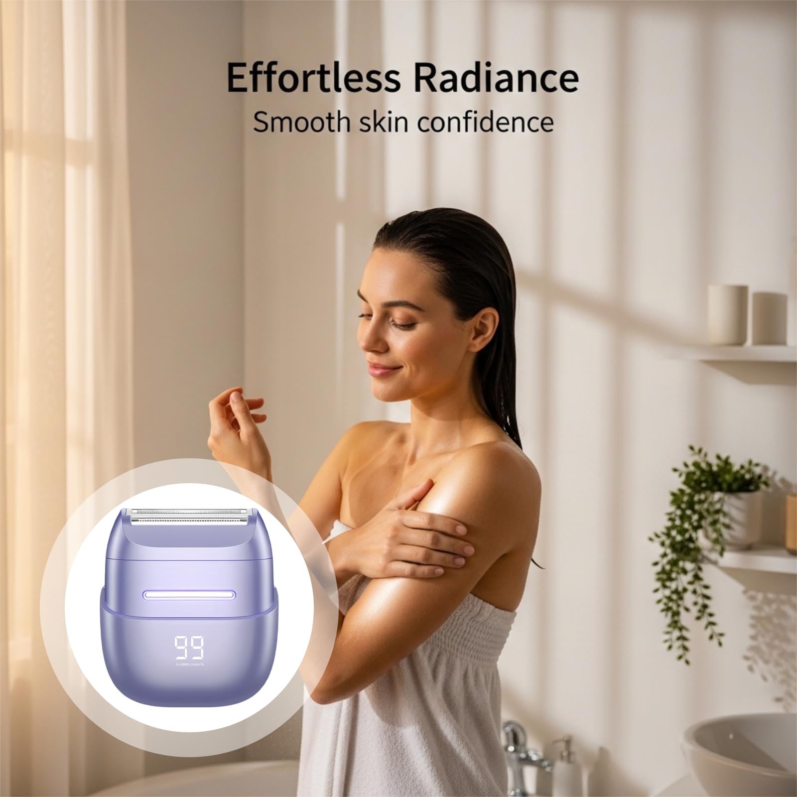 Elektrorasierer für Damen für Beine, kabelloser Rasierer mit hautfreundlicher Folie, Bikini-Trimmer für Frauen, mit LED-Display, Type-C-Laden, sanfte Rasur für unterwegs