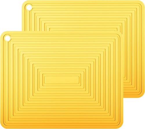 Smithcraft Salvamanteles de silicona para platos calientes, ollas y sartenes, almohadillas calientes amarillas para encimera de cocina, tapete