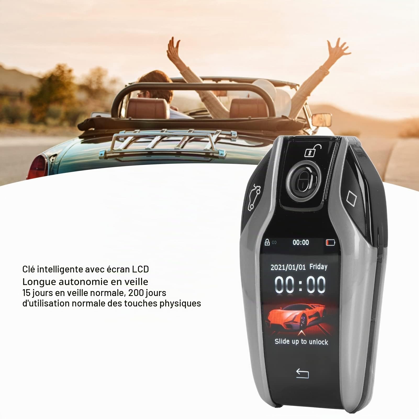 Clé de Télécommande de Voiture Universelle TK800 + LCD écran Tactile clé Intelligente Entrée sans clé à Distance pour Tous les Modèles de Bouton D'arrêt du Moteur de Démarrage