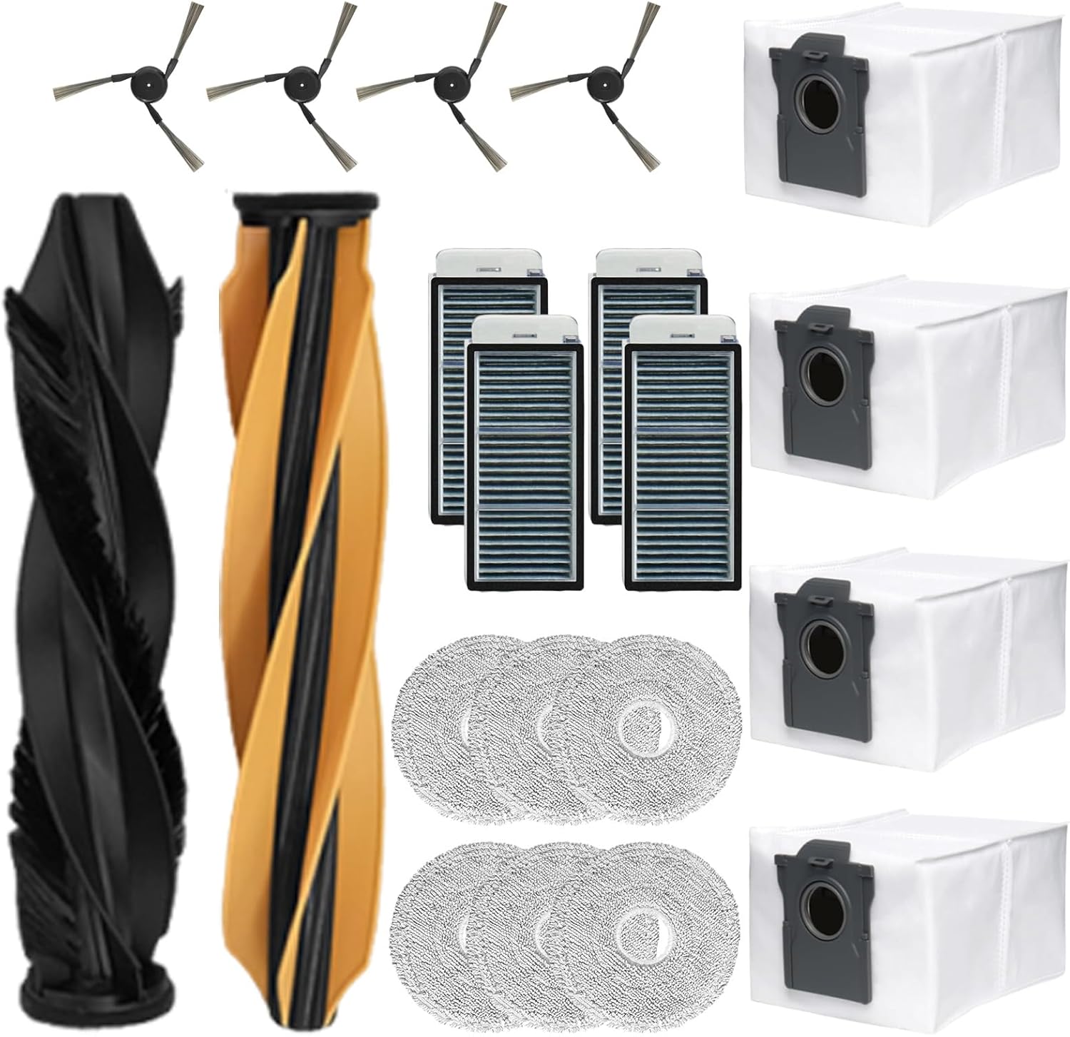 Chuancheng 20 Pack Replacement Kits for Dreame X50 Ultra Complete / X50 Master / L50 Pro Ultra / L50Ultra Vacuum Cleaner, Accessories 1 Main Brush, 4 Filters, 4 Side Brush, 4 Vacuum Bags, 6 Mop Pads