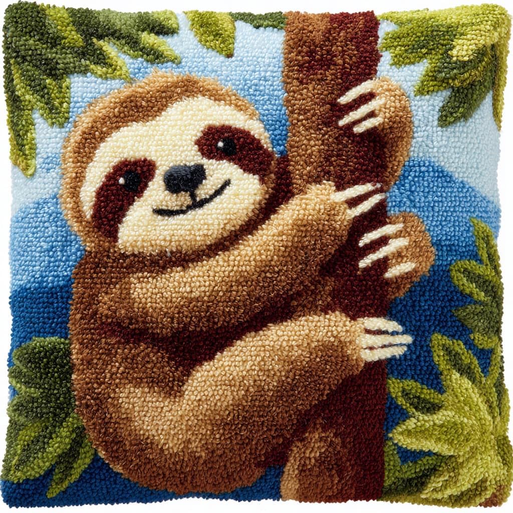 WallustrioaW Latch Hook Kits DIY Throw Pillow Cover,Animal Sloth
