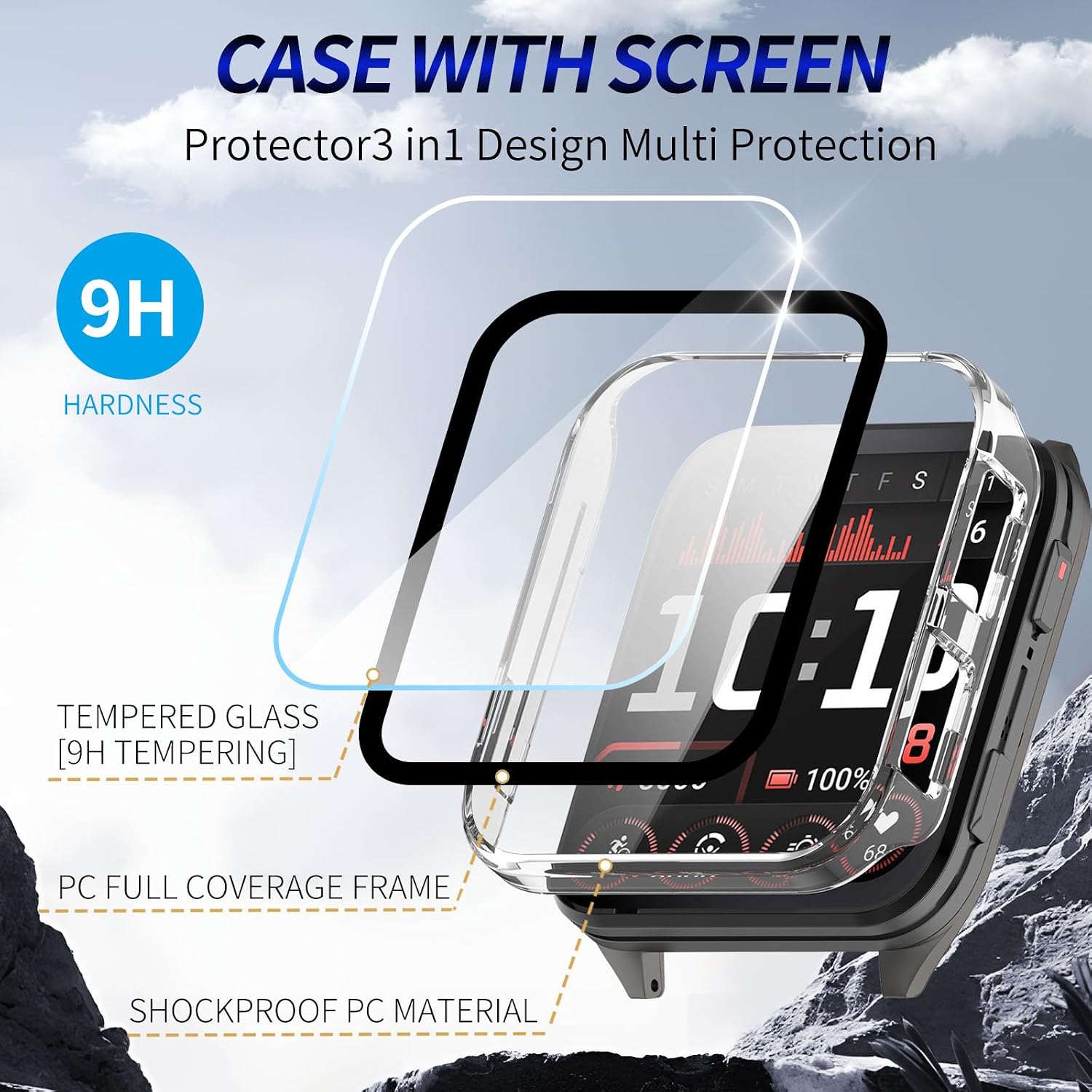 2 Pack for Garmin Venu X1 Screen Protector Case [Full Coverage], Hard PC Bumper All-Around Protective Accessories for Garmin Venu X1 Built-in Tempered Glass Film