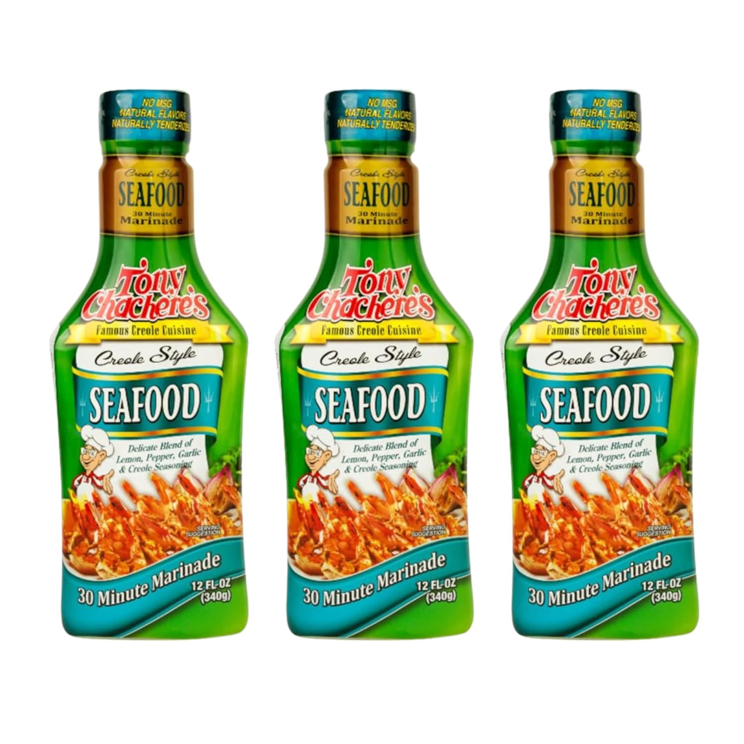 Tony Chachere Pourable Marinades, Seafood Marinade, 12 fl oz, 3 Count