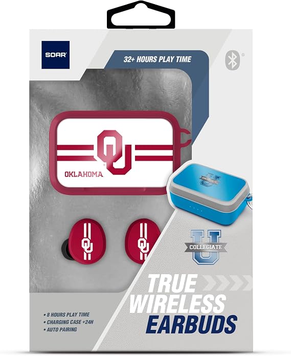 SOAR NCAA Wireless Sport Earbuds: Comfortable Fit & Convenient Charging