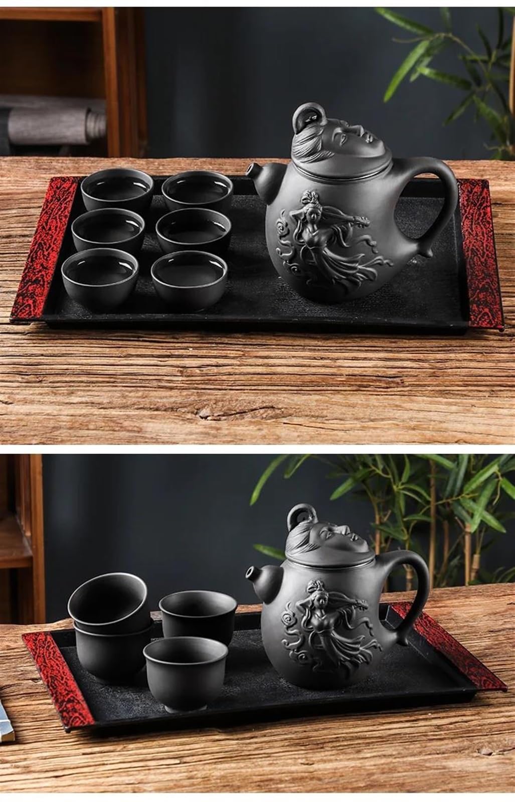 Teiere Servitori Di Caffè Set Da Tè Da Viaggio Set Da Tè Kung Fu Per Uso Domestico 600ml Filtro In Acciaio Inossidabile Incorporato Teiera In Argilla Viola Teiera Feitian Di Grande Capacità Teiere Ser