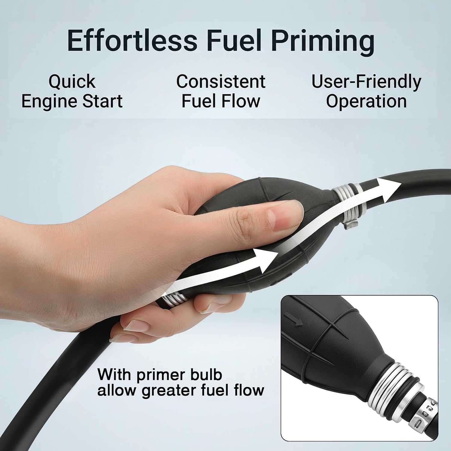 Fuel Line Assembly 5/16" 8mm Fuel Gas Line Hose for Marine Outboard Boat Motor RVs Fuel Assembly ith Primer Bulb Steel Hose Clamps with Primer Bulb Steel Hose Clamps 6FT fuel line
