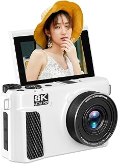 AiMike 8K WIFI転送機能 デジタルカメラ スマホに送れる デジカメ 8800万画素 180度回転可ディスプレイ 64GBマイクロSDカード付き 48MP有効画素数18倍デジタルズーム オートフォーカス機能 ウェブカメラ 18種類フィルター 自撮り便利 3インチ大画面 バッテリー2枚 コンパクト 子供や初心者向け 子供の日 クリスマスプレゼント ホワイト