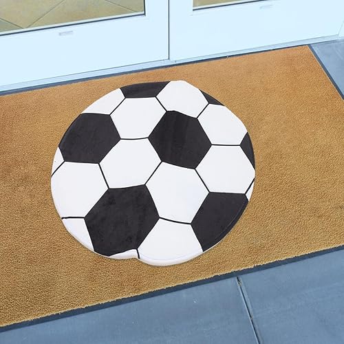 Miniatura 2 de Alfombra de fútbol  Alfombra redonda de poliéster para silla de oficina, alfombra decorativa de entrada de 23.6 pulgadas, color blanco para