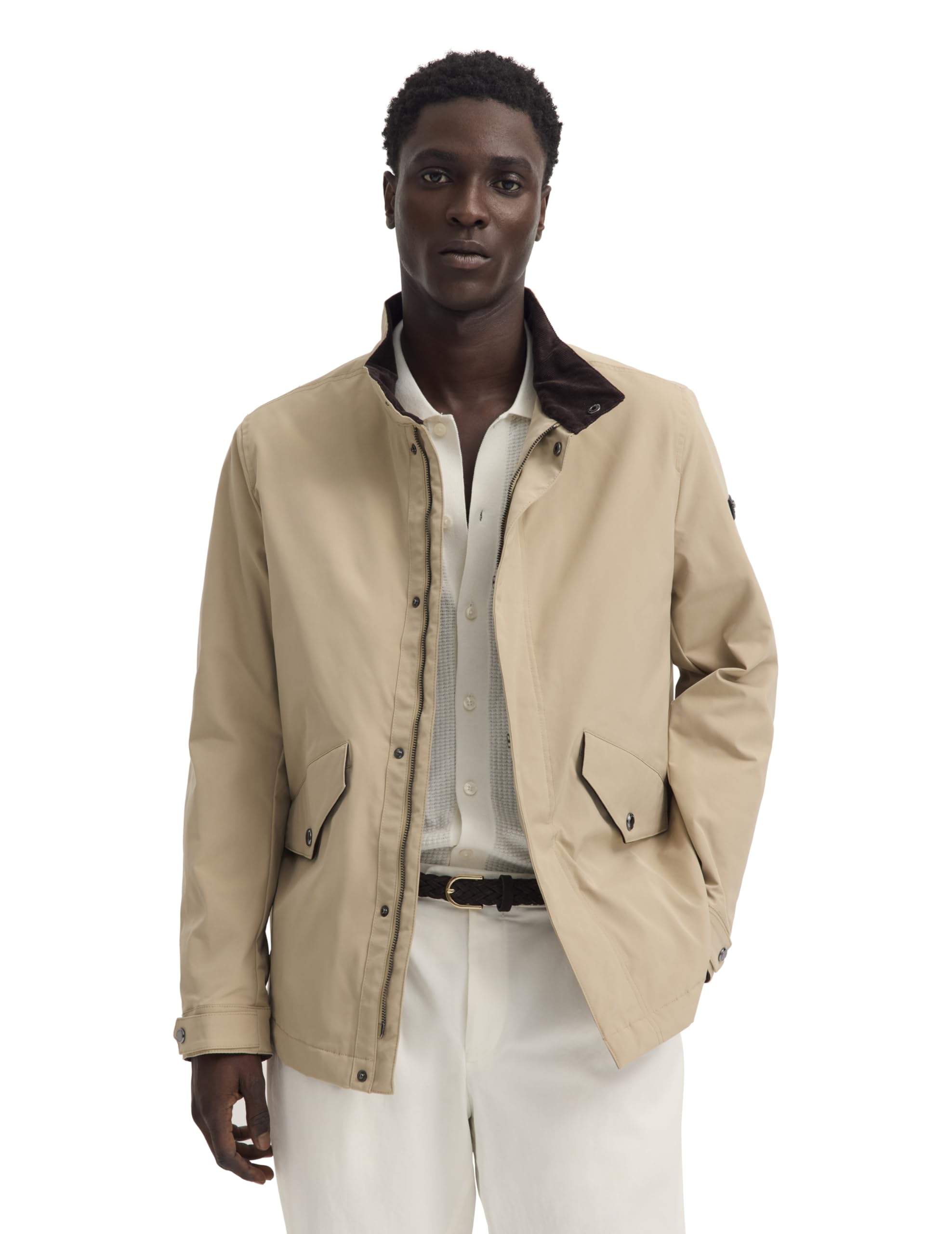 bugatti Herren Übergangsjacke 179300-11091 Regular Fit mit Stehkragen und wasserabweisendem Natural Oxford