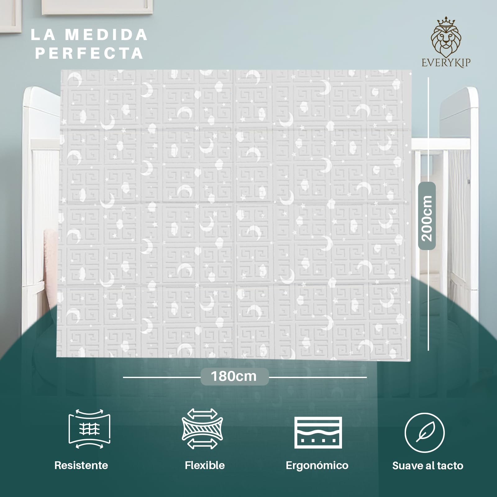 EveryKip® Alfombra Bebe Acolchada Plegable 180x200 Unicornio (1,5Cm Grosor) | Doble Cara Colchoneta Suelo Muy Acolchada Incluye Bolsa Accesorio Premium Freidora Aire (Unicornio/Carretera)