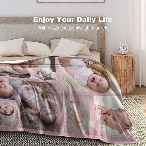 Miniatura 4 de AXKEUDO Manta Personalizada con Foto y Texto Ropa de Cama Personalizada Mantas de Franela Polar para Familia Cumpleaños Boda Regalo Se Adapta a Sofá