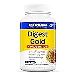 Enzymedica Digest Gold + Probiotics, 2-in-1 Digestive Enzymes & Probiotic Support, Promotes Gut Health with 1 Billion Active Cultures, 45 Capsules
