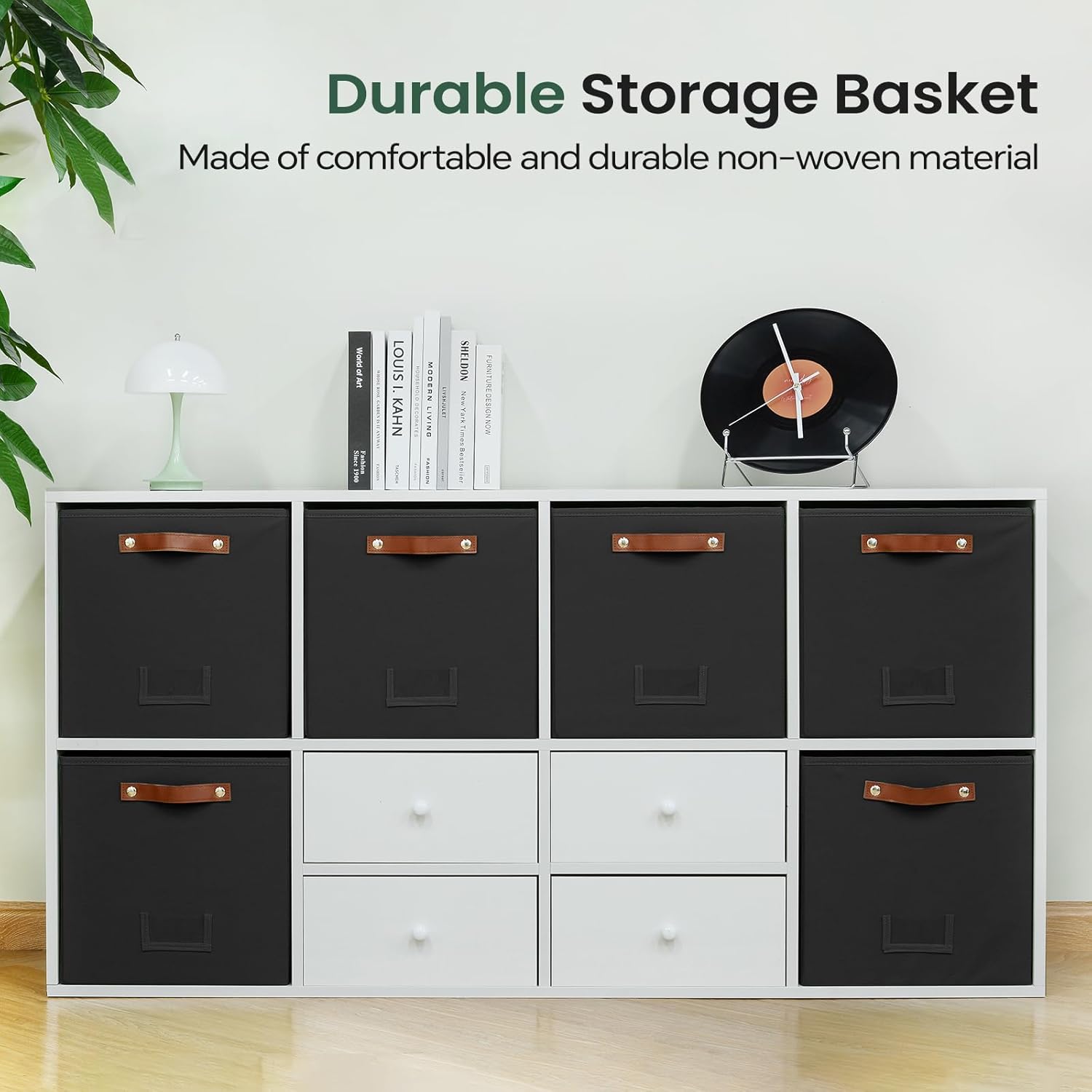 6-Pack Collapsible Fabric Storage Cubes with Handles & Label Holders, Closet Cube Home Organizer Bins (Black, 13 x 13 x 13 inch)