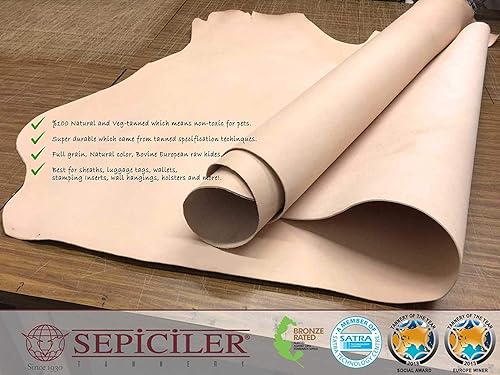 Miniatura 4 de Sepici | Import Tooling Leather 5/6 oz pre-cortado 12 x 12 12 x 24 y 24 x 24 pulgadas curtido vegetal de grano completo para artesanos y artesanos