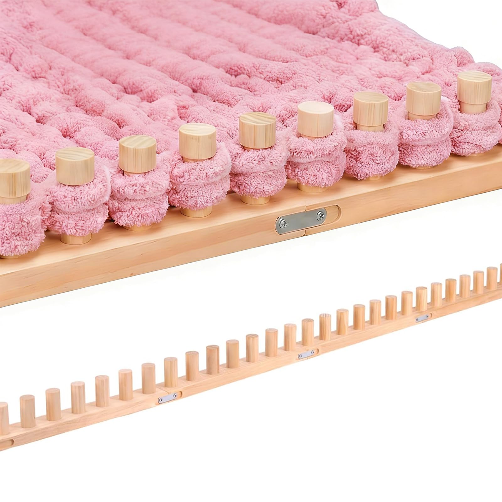 Helihuo 56”Wooden Loom for Chunky Blanket, Long Installation Free and Adjustable Foldable Portable Extra Loom, Beginner-Chunky Knitting for Beginners and Home Decoration (56”)