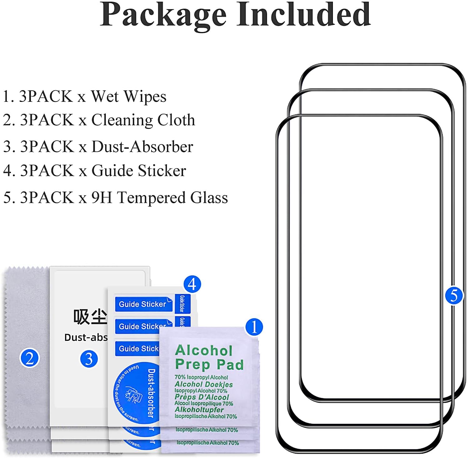 AKABEILA [3 Pack Screen Protector for Oppo A53 4G/A32/A33/A73 5G/A53 5G HD Tempered Glass Film 9H Hardness Case Friendly Easy Installation Anti Scratch Bubble Free [Full Coverage] 6.5" Black