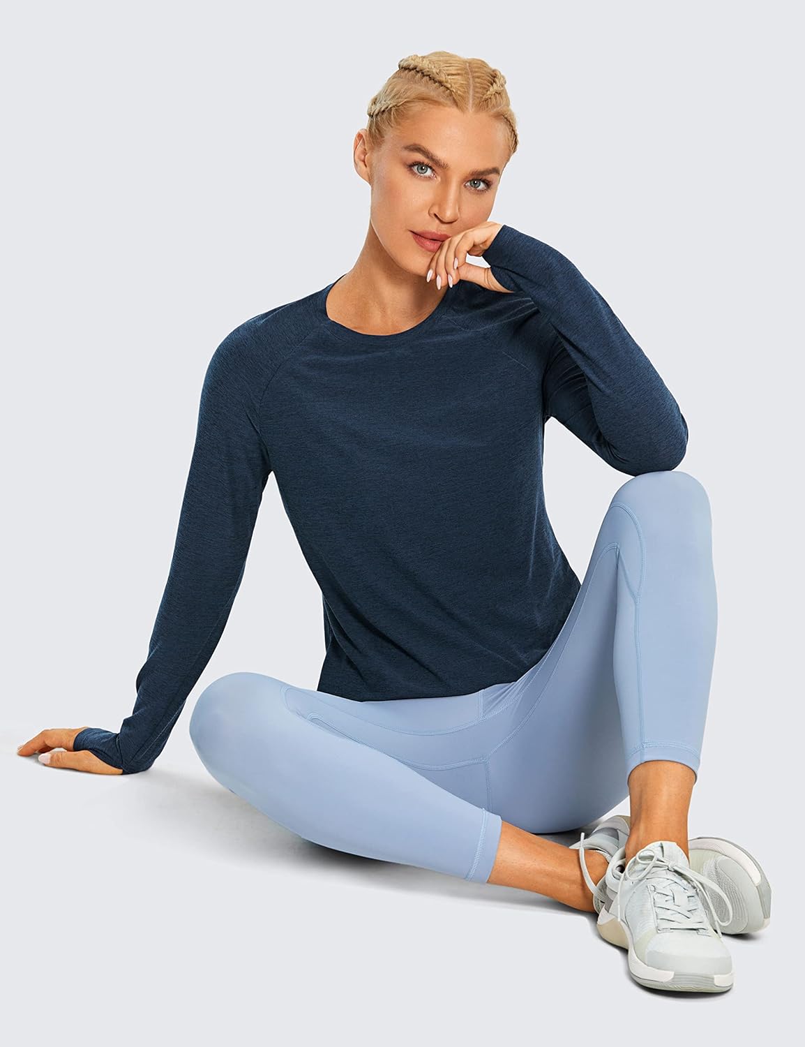 CRZ YOGA Long Sleeve Workout Shirts for Women Yoga Tops Athletic Sports T-Shirt with Thumb Hole - Image 3