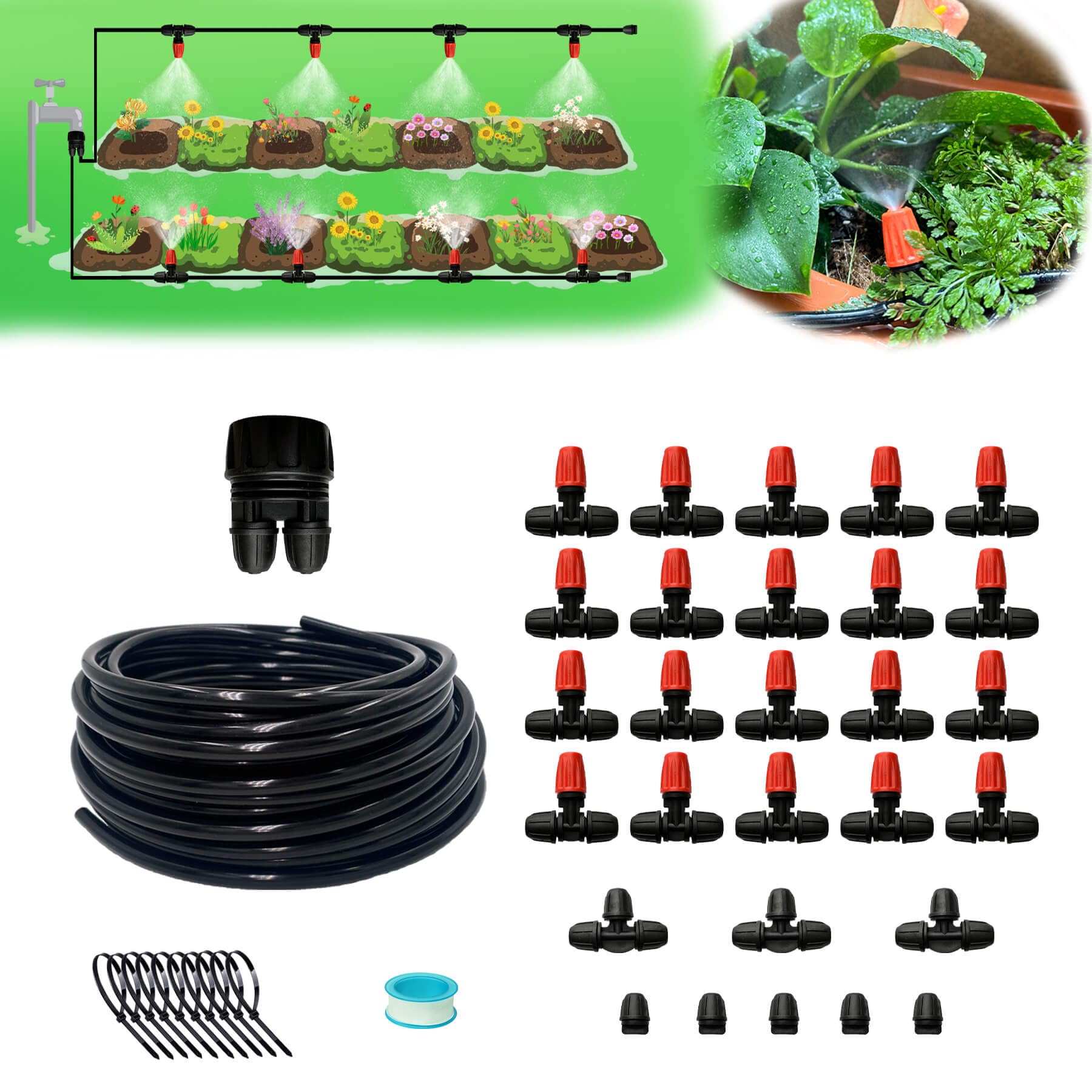 Buy AWOWZ 59FT/18M Mist Irrigation Kits Watering System, 1/4”Drip
