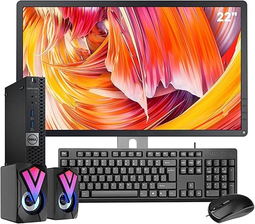 Dell Mini PC de escritorio OptiPlex 5050 con factor de forma micro con monitor FHD de 22 pulgadas, Intel Core i5-7600T, 32 GB de RAM, SSD de 512 GB,