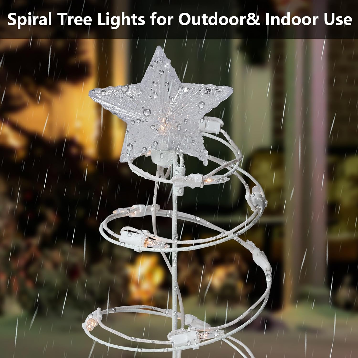 4 Packs Outdoor Spiral Lighted Christmas Tree, Warm White Spiral Christmas Tree with Star Topper for Indoor Outdoor Decorations, Christmas Pathway Lights for Front Yard Display