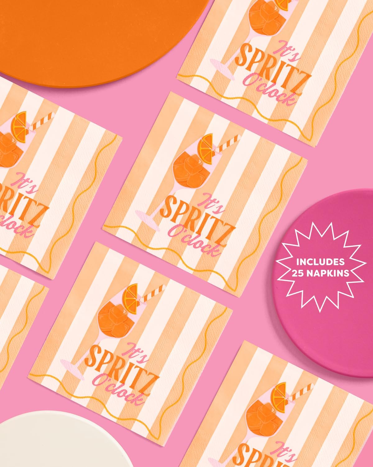 xo, Fetti Spritz Napkins - 25 Paper Napkins | Italian Summer, Bachelorette Party, Bridal Shower, Cocktail Theme, Orange, Pink, Glam image 5