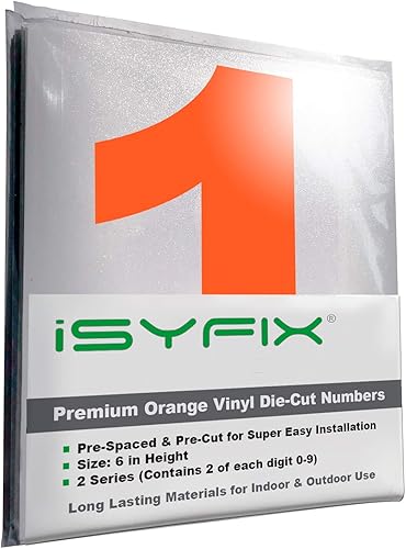 Vista 128 de iSYFIX - 2 juegos de calcomanías de números de 4 pulgadas, calcomanías de vinilo de alta calidad troqueladas y precortadas para buzón, ventanas, Oro