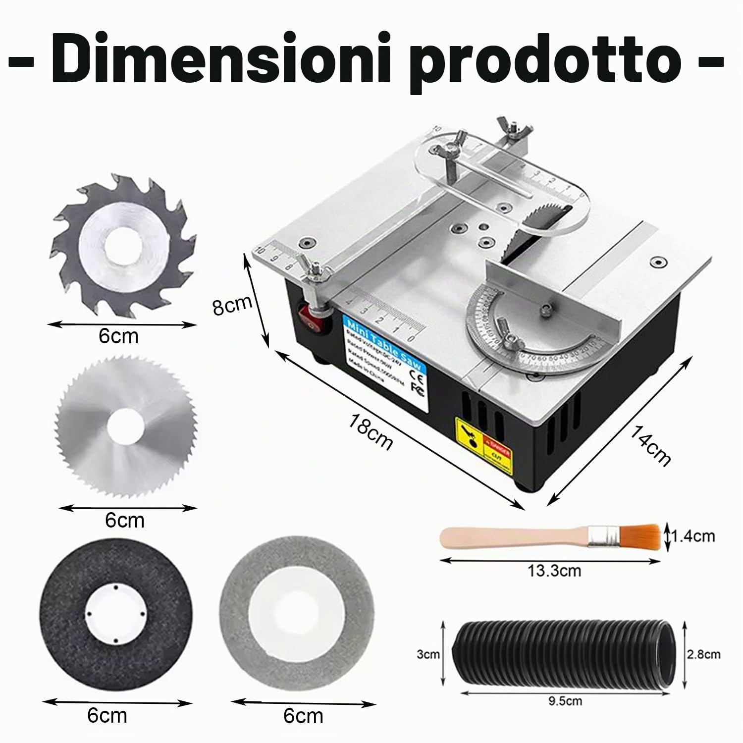Mini Sega Circolare da Tavolo，Banco Sega Circolare per Legno con Lama Regolabile da 0,1-15mm e Aletta di Sicurezza，Sega Elettrica da Tavolo di Precisione Regolabile con Alimentazione 7 Velocità