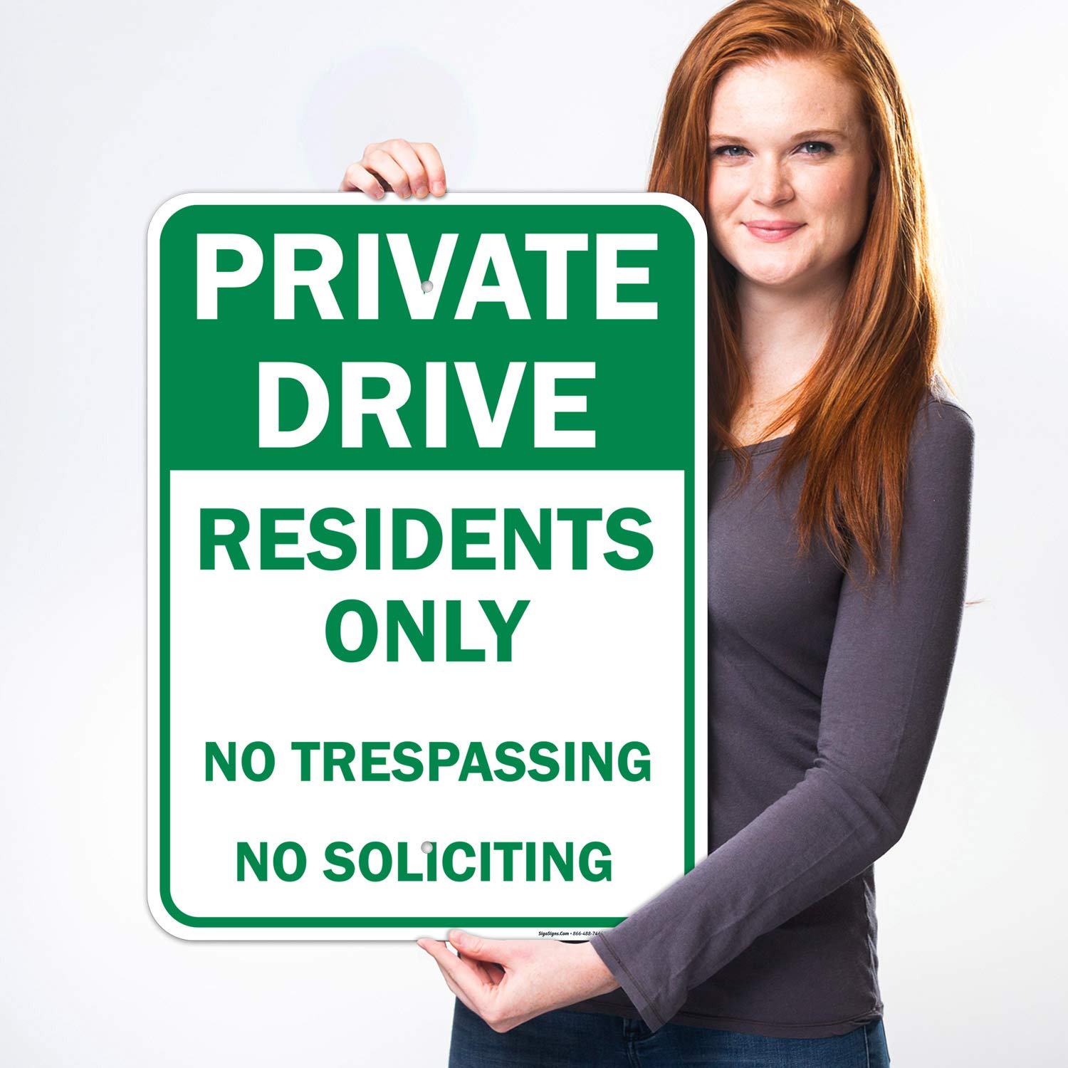 No Trespassing Private Drive Residents Only No Trespassing Soliciting, 18x24 Inches, Rust Free .063 Aluminum, Fade Resistant, Easy Mounting, Indoor/Outdoor Use, Made in USA