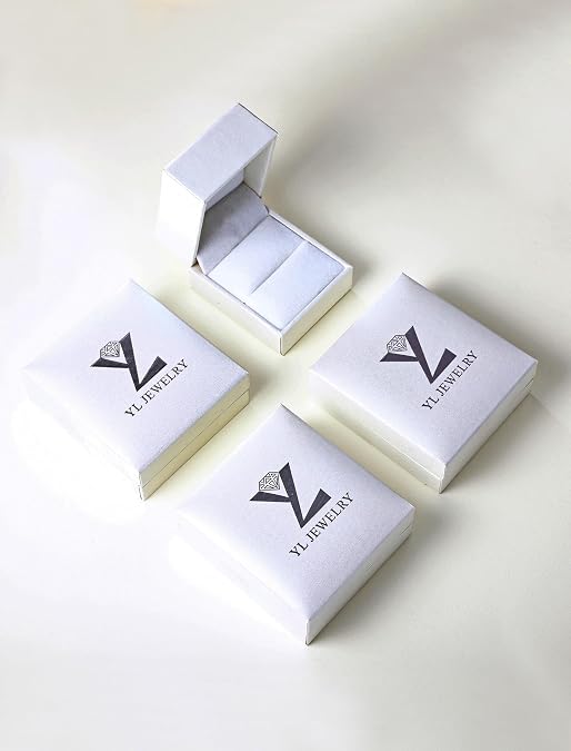 YL Women's Sterling Silver Clear Birthstone 3-stone Princess Cut Wedding Rings for Engagement Jewelry