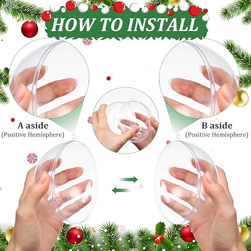 Miniatura 3 de Wettarn 50 adornos grandes de Navidad transparentes de 4 pulgadas/3.937 in, bolas de adornos rellenables de plástico transparente para manualidades,