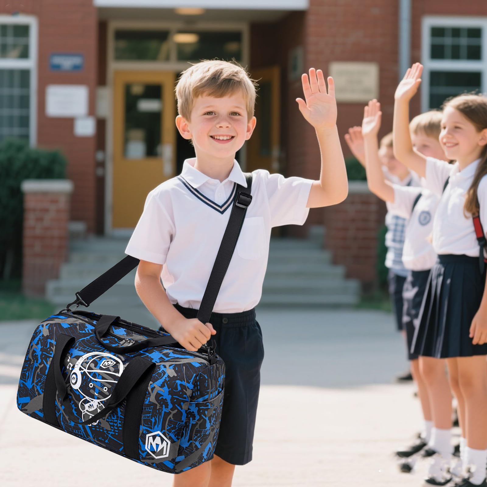 Borsa sportiva per bambini, borsa da nuoto per ragazzi e ragazze con scomparto per scarpe e scomparto per oggetti bagnati, borsa da bagno per adolescenti, piccola borsa da viaggio, borsa fitness